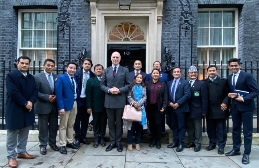 Leo with local Nepali community leaders and members at 10 Downing Street