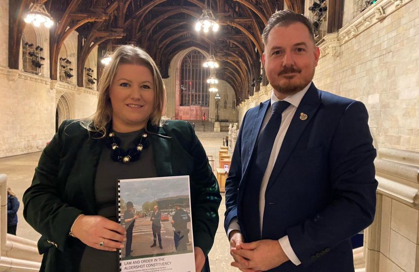 Hampshire Police and Crime Commissioner Donna Jones and her deputy Terry Norton with the Law and Order Survey report in HOC