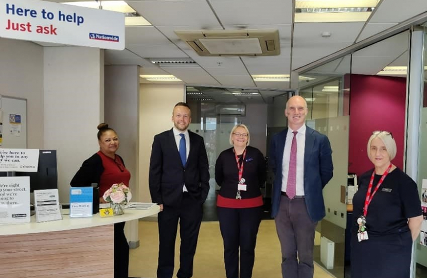 Pictured, Leo at the Farnborough Nationwide branch