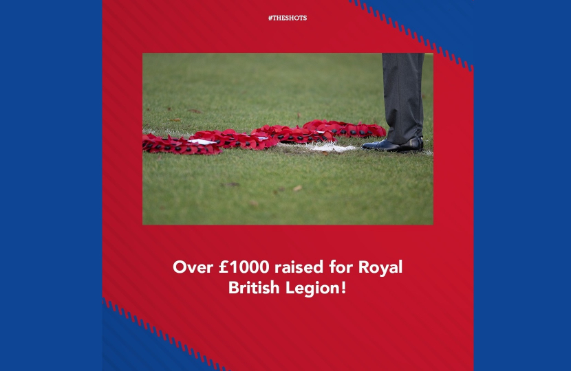 Aldershot Town Football Club press release stating how over £1000 has been raised for the Royal British Legion