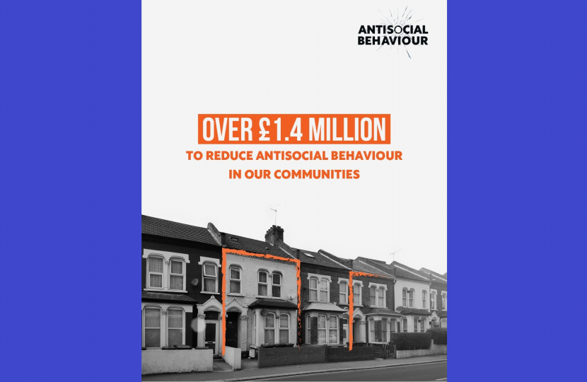 Graphic displaying over £1.4m invested to reduce anti-social behaviour