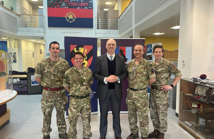 Minister of State for the Armed Forces Leo Docherty MP at Aldershot Garrison