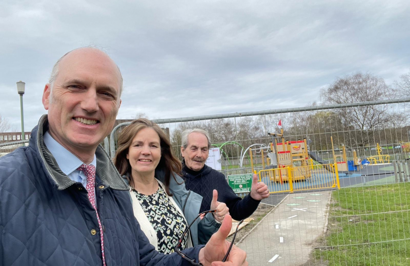 Leo with Marina Munro and Cllr Mike Smith at Elles Close playground