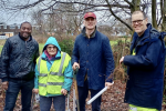 Leo pictured with volunteers of the Cove Brook Greenway Group