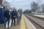 Leo with Cllr Marina Munro and Cllr Mike Smith at Farnborough North railway station.