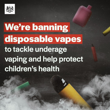 Government graphic on ban on disposable vapes.
