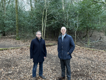 Leo with the Leader of Rushmoor Borough Council, Cllr Gareth Lyon, at the Rowhill Nature Reserve