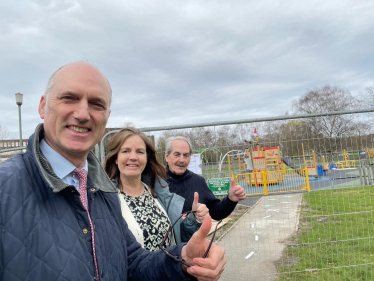 Leo with Marina Munro and Cllr Mike Smith at Elles Close playground